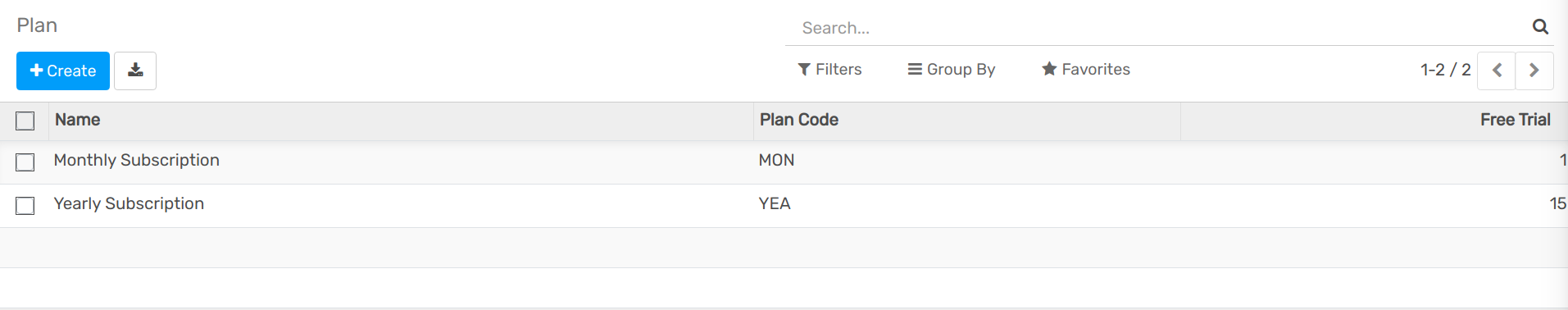 Default subscription templates on Flectra Subscriptions