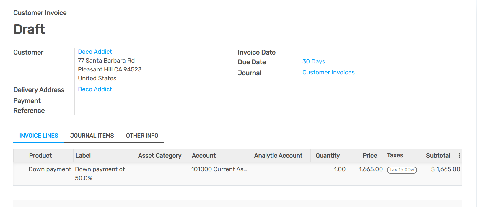 What is a basic sales flow using down payments on Flectra Sales (1)?