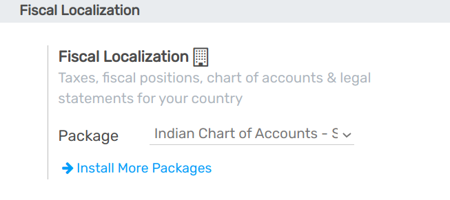 Select your country's fiscal localization package in Flectra Accounting.