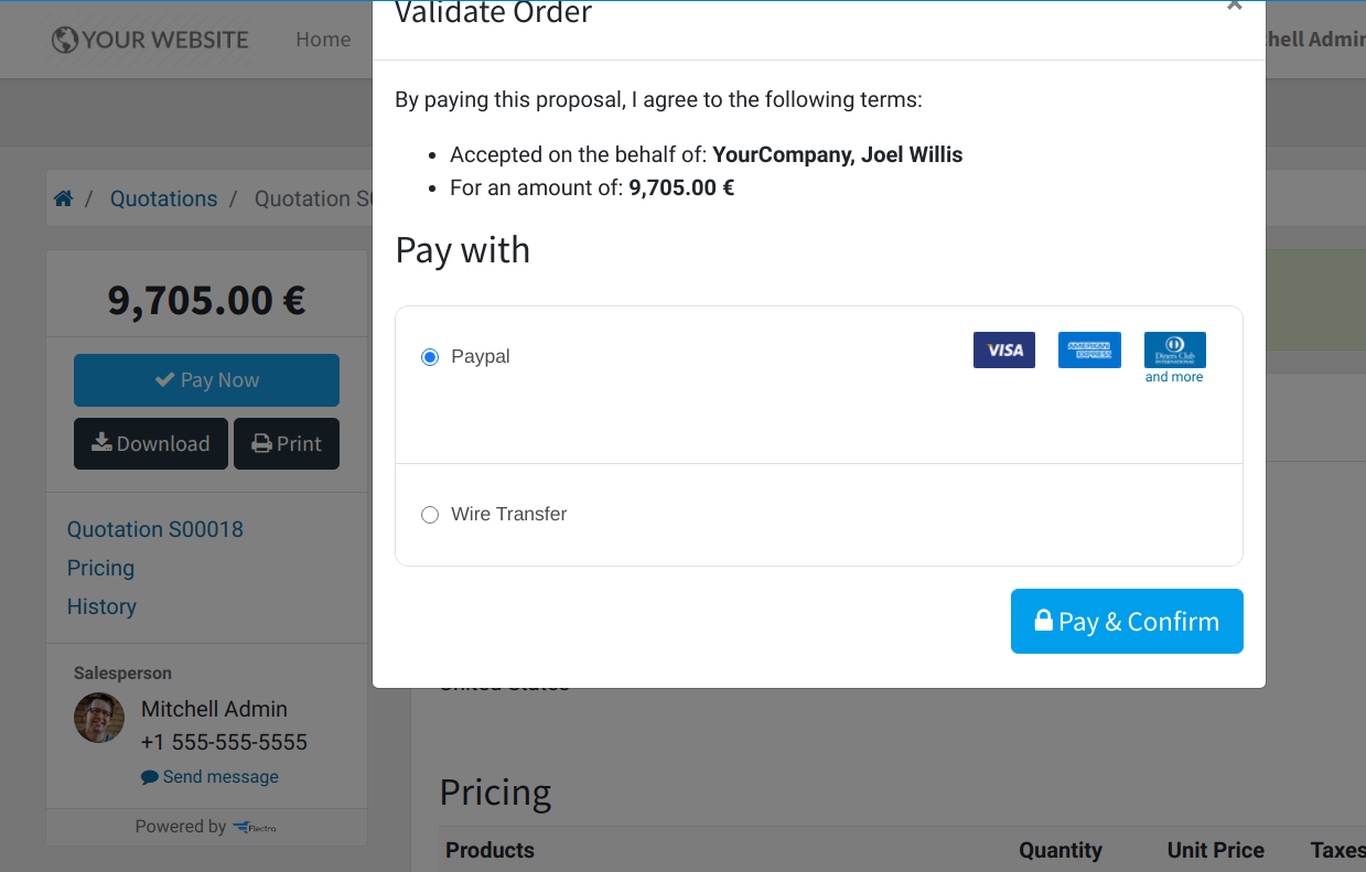 How to register a payment on Flectra Sales?