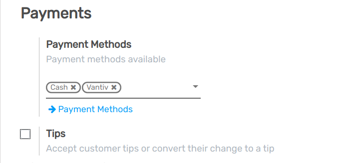 Making the payment method available in a point of sale.