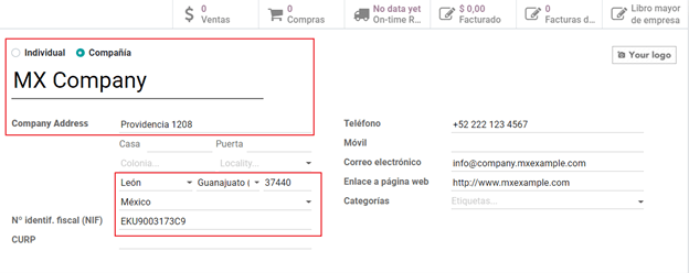 Contact address configuration