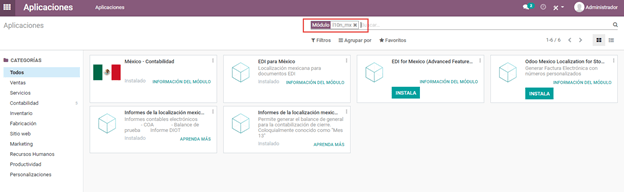 Installation of the Mexican localization module in Flectra Apps