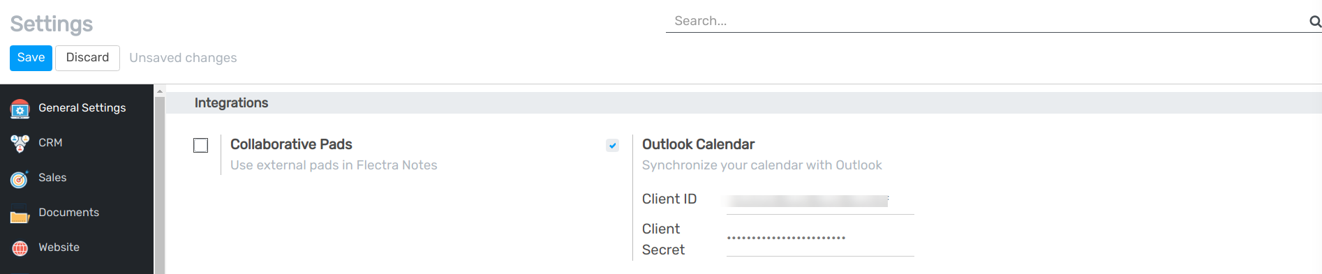 Outlook Calendar feature activated in Flectra
