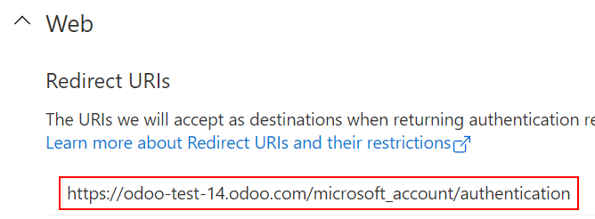 Flectra's database URI that is accepted when microsoft returns authentication
