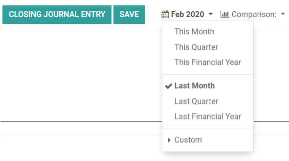 Select the period for the tax return and create a closing journal entry in Flectra Accounting