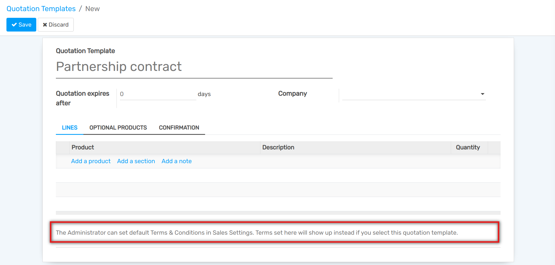 Add Default Terms & Conditions to your quotation templates on Flectra Sales