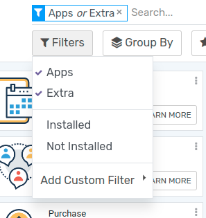 Add "Extra" filter in Flectra Apps