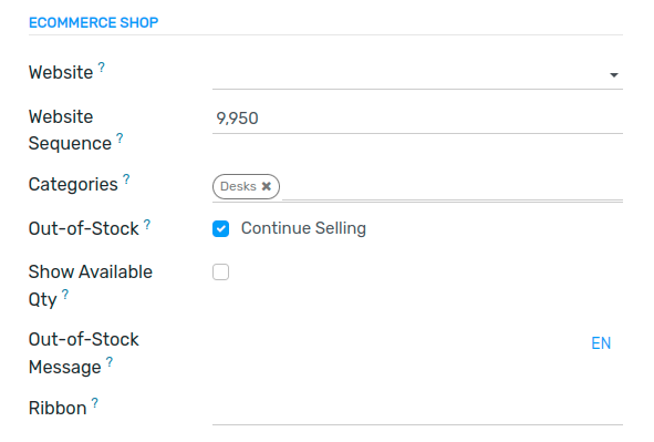 eCommerce categories under the "Sales" tab