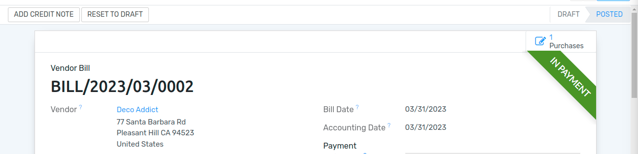 Paid bill in Flectra Purchase