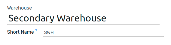 Short name field of a warehouse on Flectra Inventory.