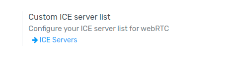 The "ICE Servers" button in Flectra General Settings.