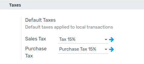 Define which taxes to use by default on Flectra