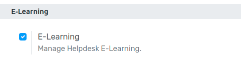 Overview of the settings page of a customer care team emphasizing the feature elearning in Flectra Helpdesk