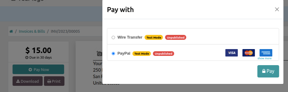 Payment provider choice after having clicked on "Pay Now"