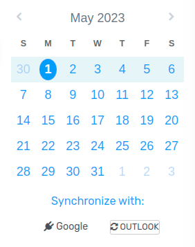 The "Outlook" sync button in Flectra Calendar.