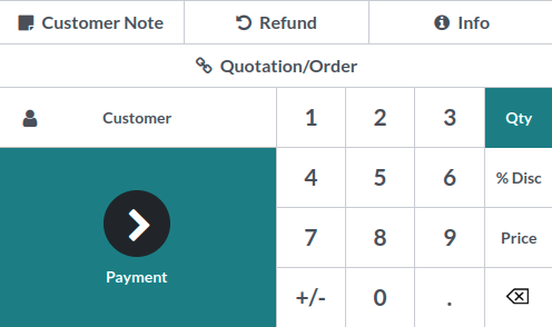 Quotations and sales order button on the Point of Sale interface