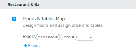 View of the table management feature. Way to manage and create floors for a pos