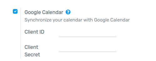 The Google Calendar checkbox in General Settings.