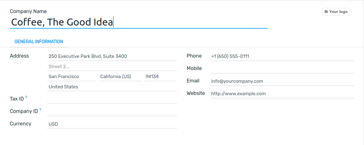 Add your company's details in Flectra Accounting and Flectra Invoicing