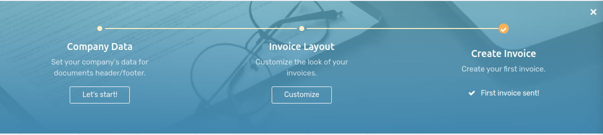 Step-by-step onboarding banner in Flectra Invoicing