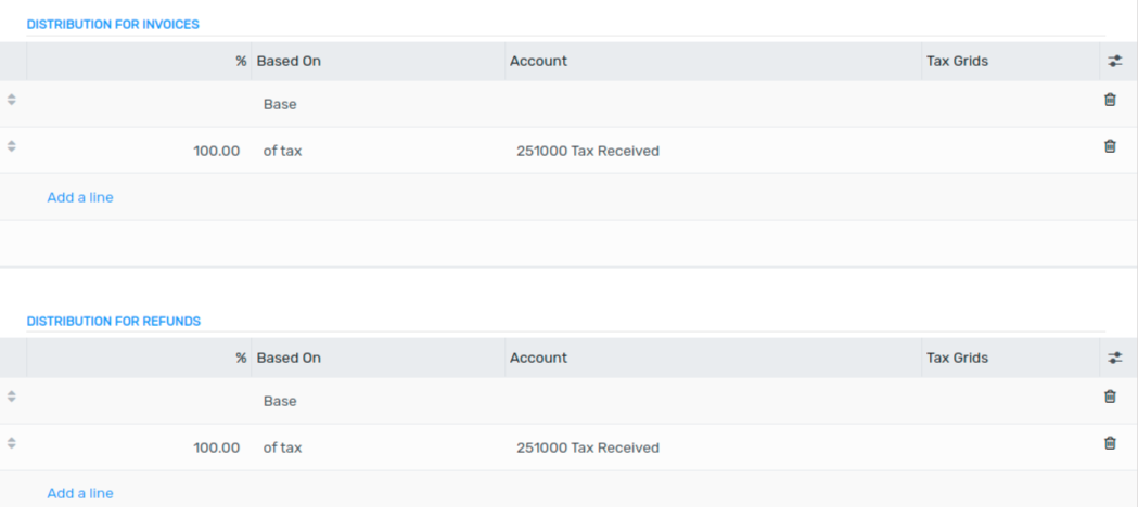 Allocate tax amounts to the right accounts and tax grids