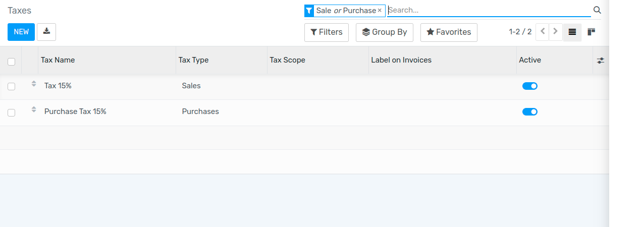 Activate pre-configured taxes in Flectra Accounting