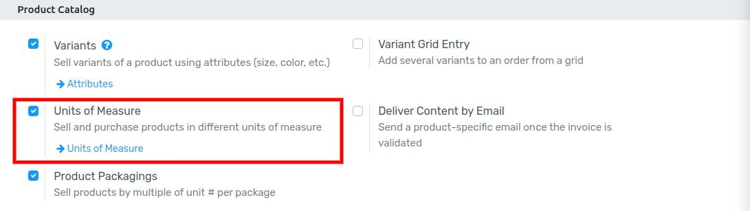 Enable the units of measure option in Flectra Sales