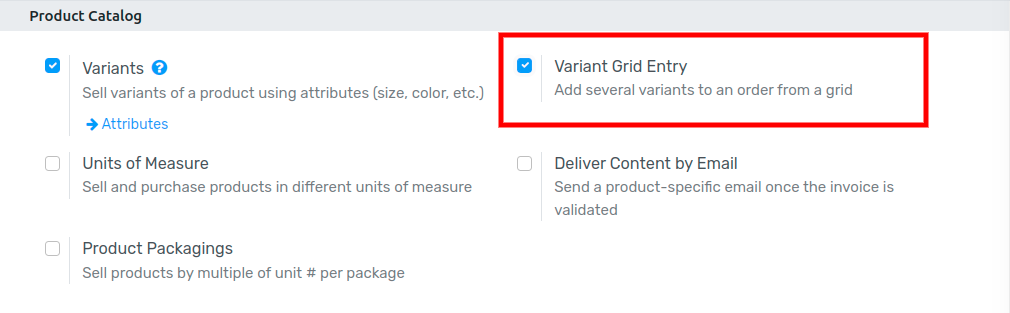 Activating entry type settings.