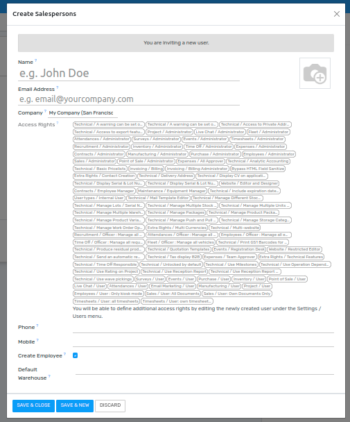 Add a Salesperson inside Flectra CRM.