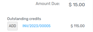 Shows the ADD option to reconcile an invoice or a bill with a payment