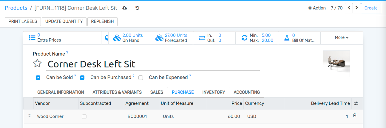 Blanket order added to product configuration in Flectra Purchase