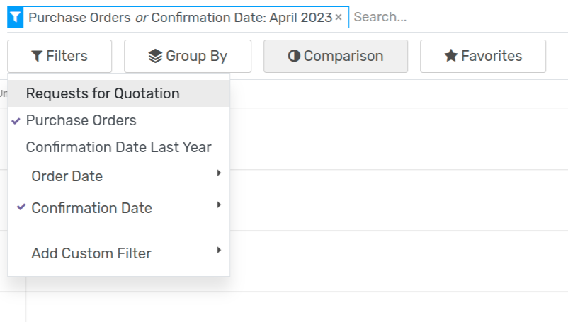 Reporting filters in Flectra Purchase