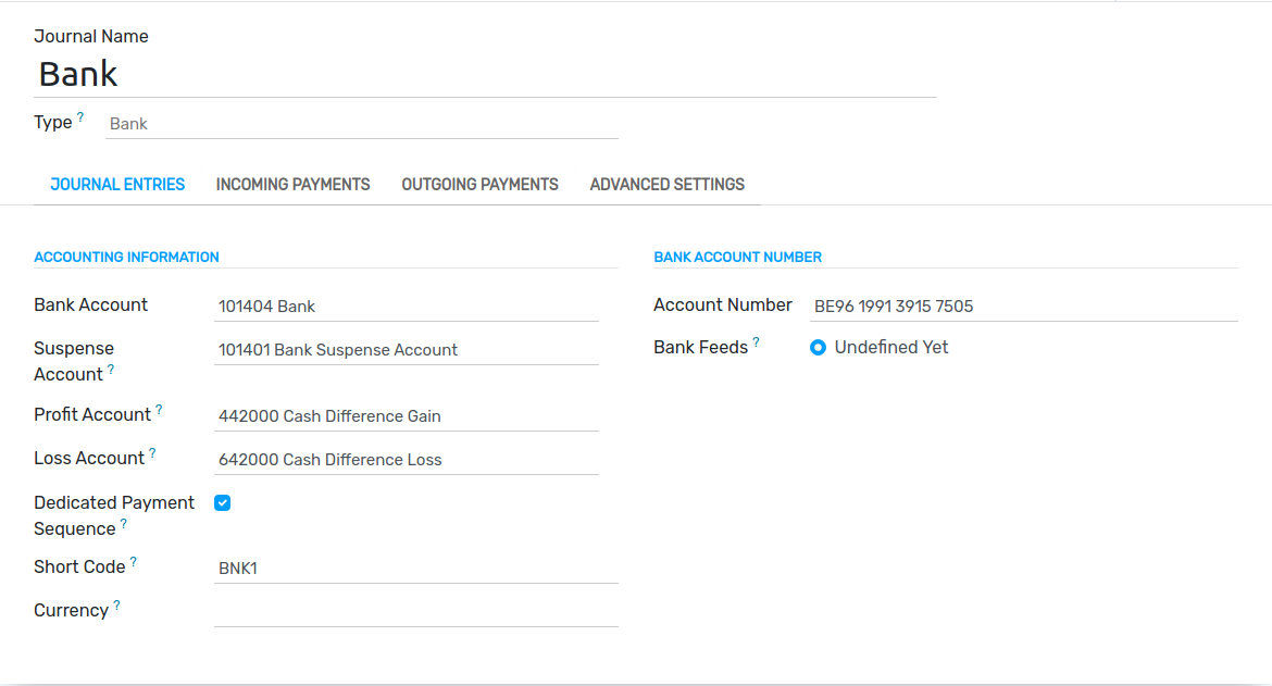 Manually configure your bank information