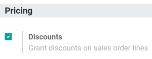 Activation of the discount option in Flectra Sales