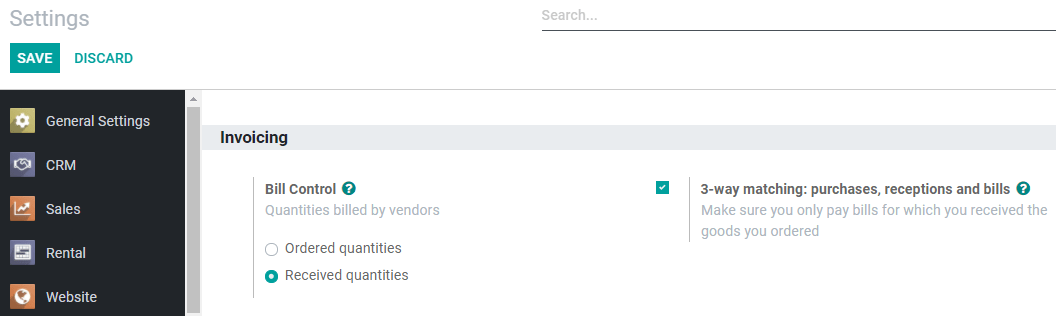 3-way-matching setting in Flectra Purchase