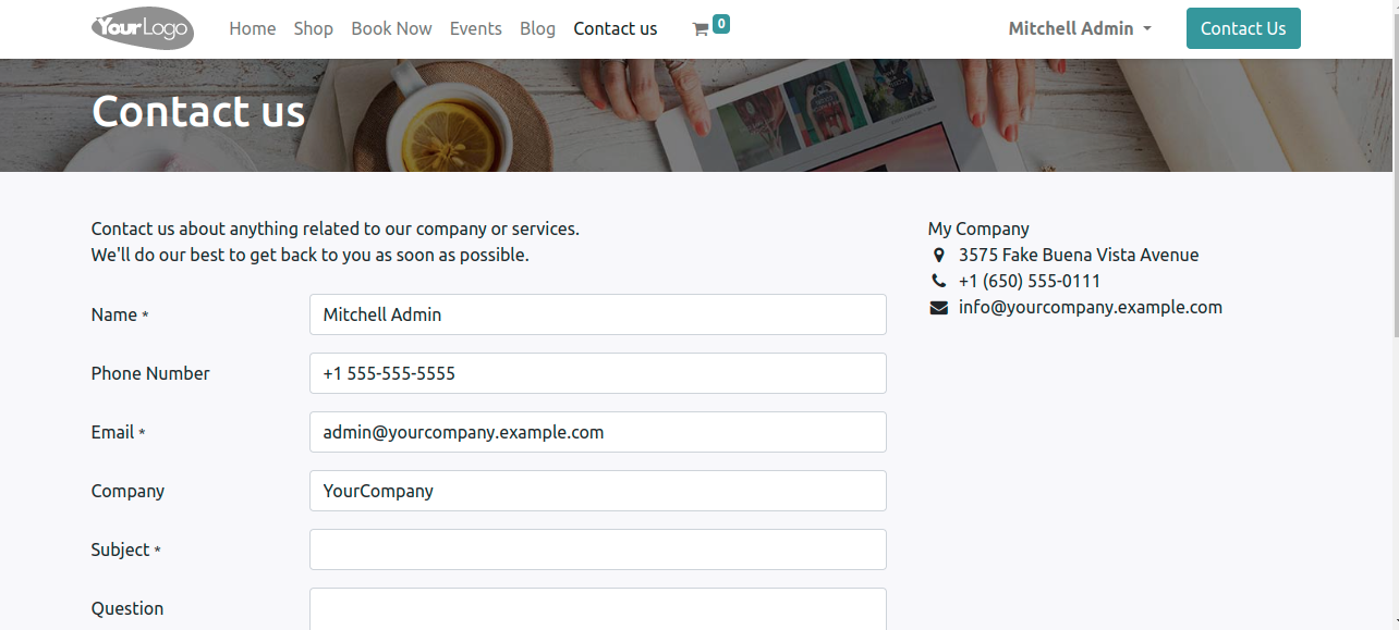 Default Contact Us page