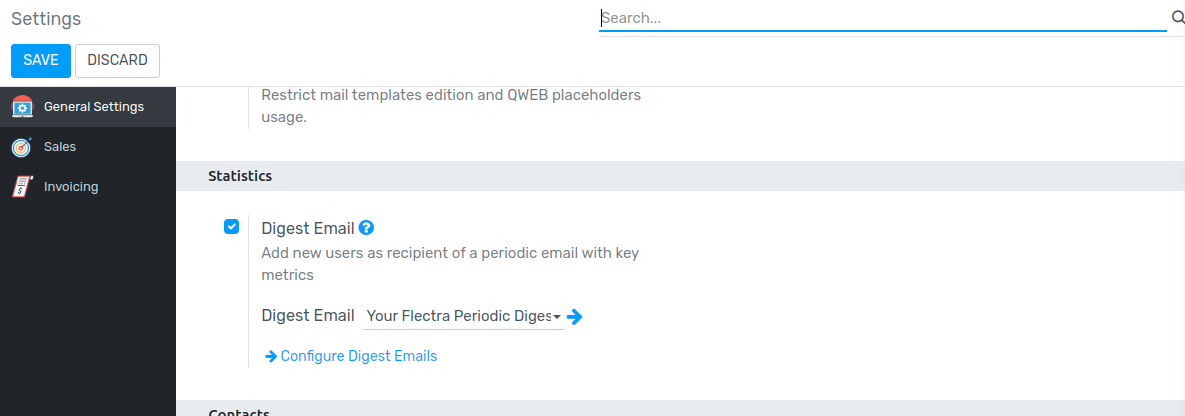 Digest Emails section inside General Settings.