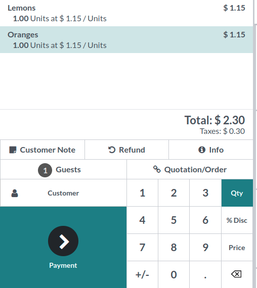 View of the button to use for time-limited discounts via the pos interface