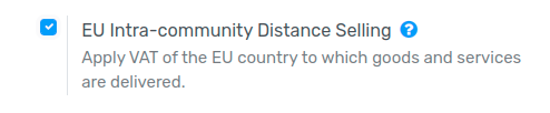 EU intra-community Distance Selling feature in Flectra Accounting settings