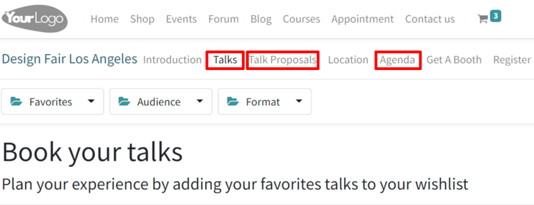 View of the published website and the talks, talk proposals, and agenda in Flectra Events