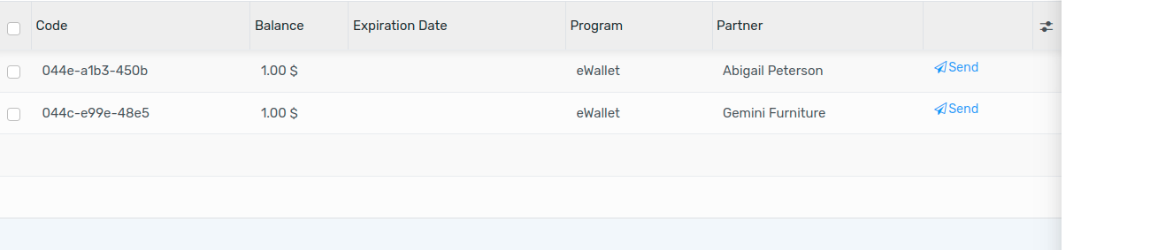 eWallets send and share buttons