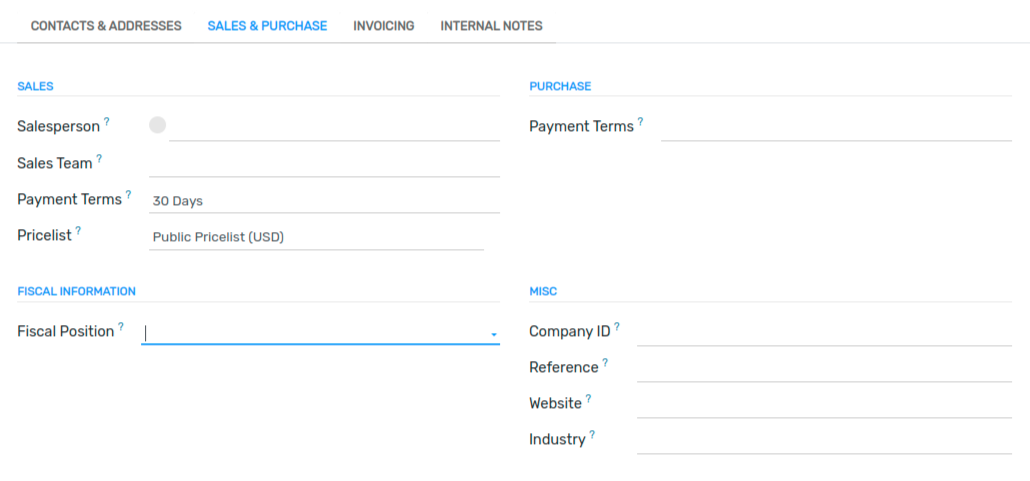 Selection of a Fiscal Position on a Sales Order / Invoice / Bill in Flectra Accounting