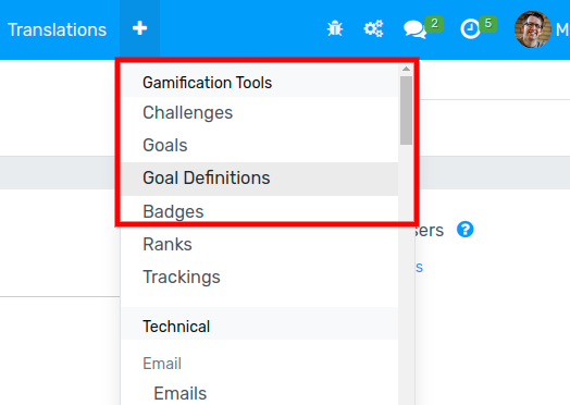 View if the gamification tools menu in Flectra Settings