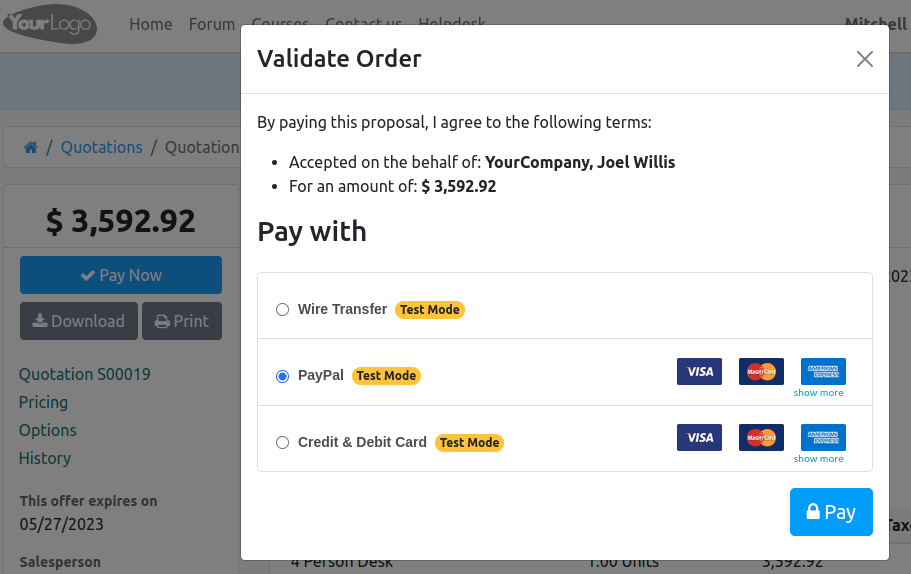 How to register a payment on Flectra Sales?
