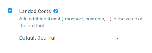 Activate the landed cost feature in Inventory settings.