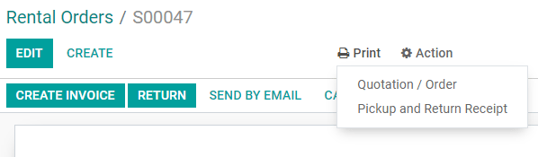 Printing a Pickup and Return receipt in Flectra Rental