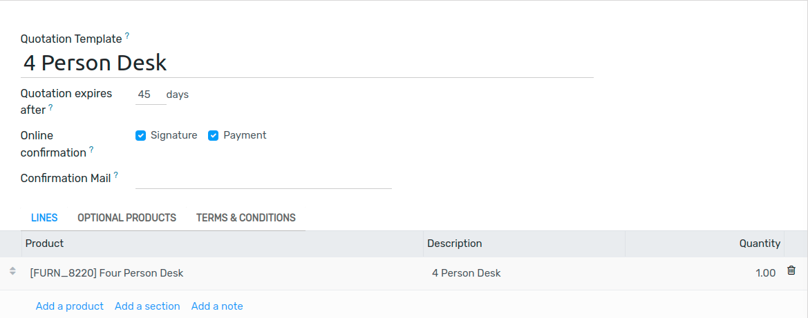 Create a new quotation template on Flectra Sales