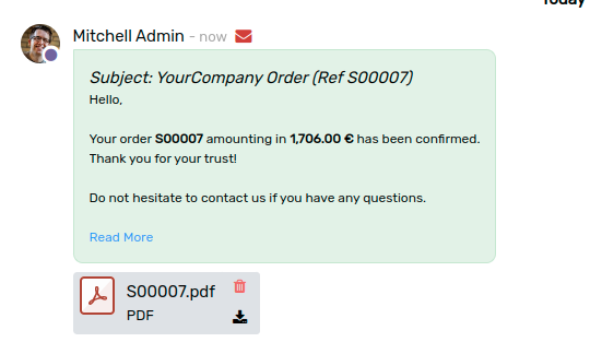 Red envelope displayed in chatter