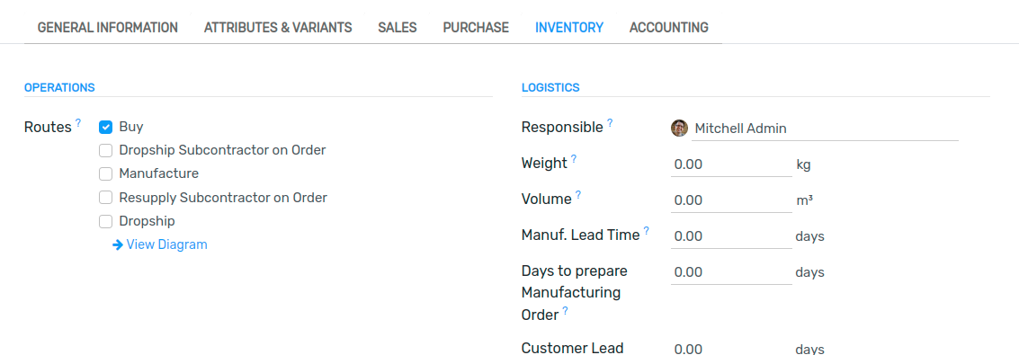 Choose product routes in Flectra